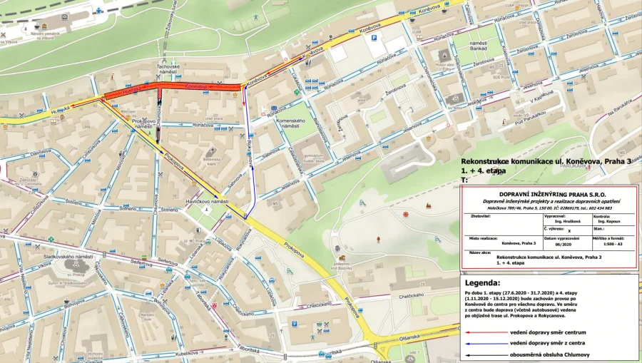 Rekonstrukce Koněvovy ulice 2020
